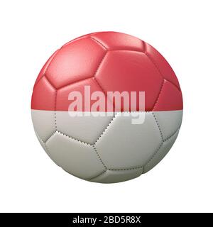 Ballon de football dans des couleurs de drapeau isolées sur fond blanc. Indonésie. Image 3D Banque D'Images