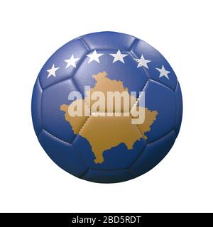 Ballon de football dans des couleurs de drapeau isolées sur fond blanc. Kosovo. Image 3D Banque D'Images