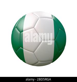 Ballon de football dans des couleurs de drapeau isolées sur fond blanc. Nigéria. Image 3D Banque D'Images