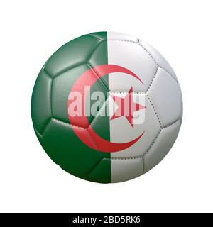 Ballon de football dans des couleurs de drapeau isolées sur fond blanc. Algérie. Image 3D Banque D'Images