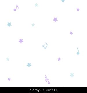 Arrière-plan de la musique avec des notes et des étoiles de couleur, motif transparent Illustration de Vecteur