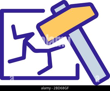 briser l'illustration du contour vectoriel de l'icône en verre Illustration de Vecteur