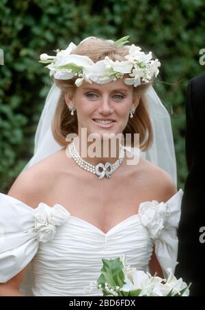 Helen Hughes, amie de Sarah Ferguson, HRH Duchesse de York et HRH Duke of York, Prince Andrew, lors de son mariage en Angleterre. Banque D'Images