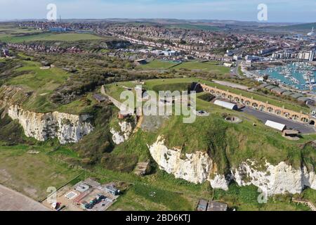 Drone image sur New Haven Beach East Sussex, Banque D'Images
