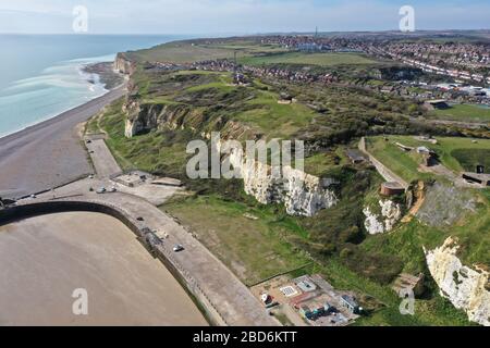 Drone image sur New Haven Beach East Sussex, Banque D'Images