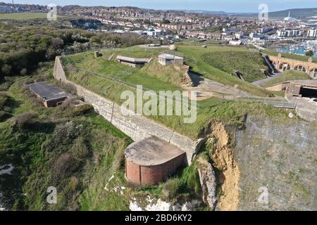 Drone image sur New Haven Beach East Sussex, Banque D'Images