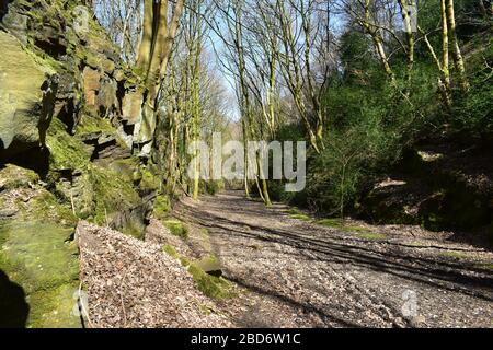 Le vieux pont Sowerby à la ligne de chemin de fer de la succursale de Ripponden. Banque D'Images