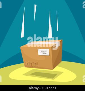 boîte de carton de dessin animé en chute libre Illustration de Vecteur