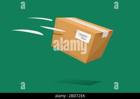 lancer le colis en carton sur le vert Illustration de Vecteur