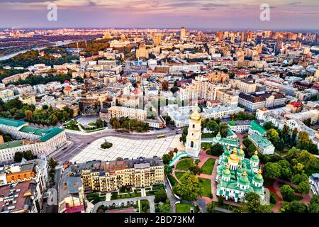 Vue de la Cathédrale Sainte-Sophie à Kiev, Ukraine Banque D'Images