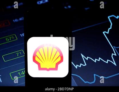 7 avril 2020, Inde: Dans cette illustration photo, un logo Royal Dutch Shell & British Petroleum Company s'affiche sur un smartphone. (Image crédit : © Avishek Das/SOPA Images via ZUMA Wire) Banque D'Images