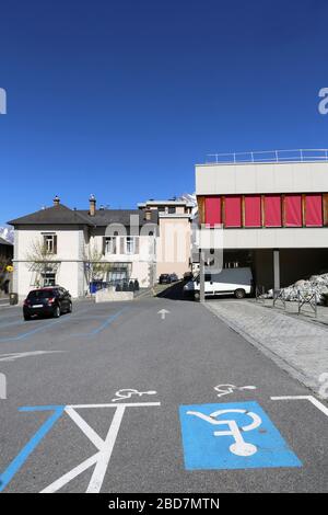 Groupe scolaire Marie Paradis. Saint-Gervais-les-bains. Haute-Savoie. France. Banque D'Images