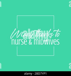 Concevoir sur la célébration de la journée mondiale de la santé avec le soutien des infirmières et des sages-femmes saluant concept dans l'illustration vectorielle Illustration de Vecteur