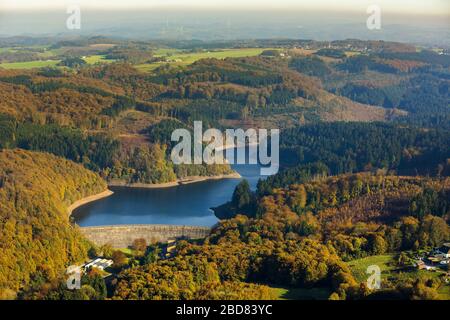 , lac de stockage Hasper Talsperre 28.10.2014, vue aérienne, Allemagne, Rhénanie-du-Nord-Westphalie, région de la Ruhr, Hagen Banque D'Images