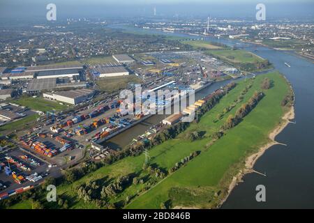 , terminal de conteneurs du terminal intermodal dit Duisburg GmbH à Duisburg-Friemersheim, 28.10.2014, vue aérienne, Allemagne, Rhénanie-du-Nord-Westphalie, région de la Ruhr, Duisburg Banque D'Images