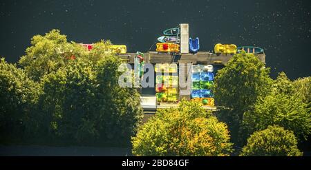 , quais sur le bord du lac Mansurensee à Duisburg, 02.10.2015, vue aérienne, Allemagne, Rhénanie-du-Nord-Westphalie, région de la Ruhr, Duisburg Banque D'Images