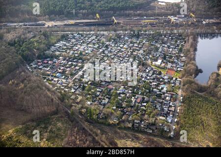 , Camping Entenfang à Muelheim, 24.02.2014, vue aérienne, Allemagne, Rhénanie-du-Nord-Westphalie, région de la Ruhr, Muelheim/Ruhr Banque D'Images