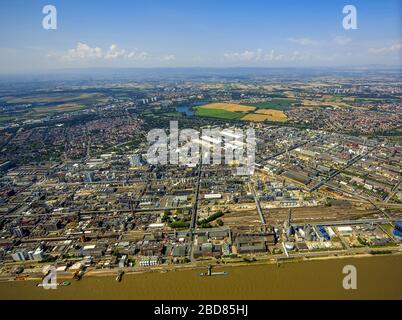 , usine de BASF AG à Ludwigshafen au Rhin, 24.07.2014, vue aérienne, Allemagne, Rhénanie-Palatinat, Ludwigshafen am Rhein Banque D'Images