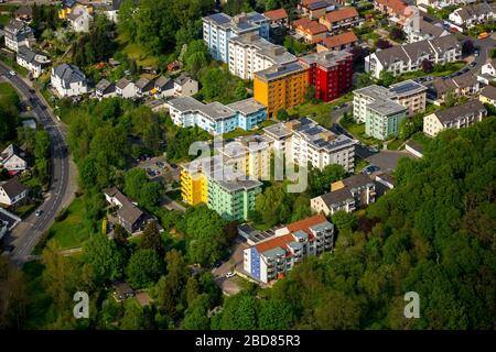 , quartier résidentiel de la rue Hoeterstrasse à Hagen-Haspe, 09.05.2016, vue aérienne, Allemagne, Rhénanie-du-Nord-Westphalie, région de la Ruhr, Hagen Banque D'Images