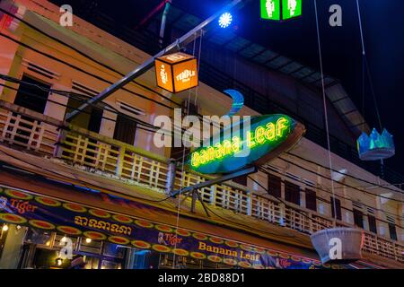 Image de la vie nocturne dans et près de Pub Street, Siem Reap, Cambodge. Banque D'Images