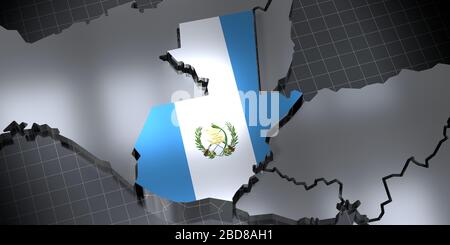 Guatemala - frontières et drapeau du pays - illustration tridimensionnelle Banque D'Images