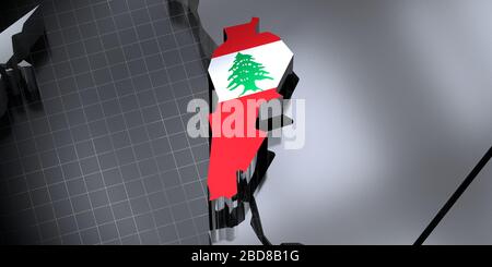 Liban - frontières et drapeau - illustration tridimensionnelle Banque D'Images