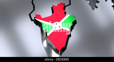 Burundi - frontières et drapeau - illustration tridimensionnelle Banque D'Images