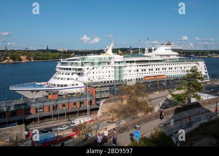 Un bateau de croisière Birka amarré au terminal de la ligne de croisière à Stockholm, en Suède Banque D'Images