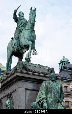 Statue équestre Gustav II Adolfs à Stockholm, Suède, Europe Banque D'Images