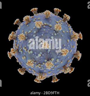 Concept de virus avec chemin d'écrêtage inclus. La structure d'un virus. Covid-19, Coronavirus et grippe. Illustration tridimensionnelle. Banque D'Images