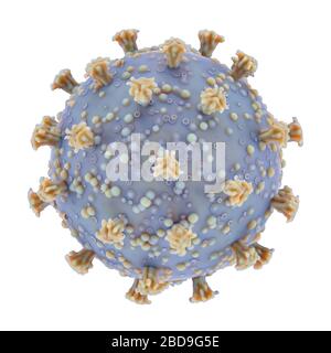 Concept de virus avec chemin d'écrêtage inclus. La structure d'un virus. Covid-19, Coronavirus et grippe. Illustration tridimensionnelle. Banque D'Images