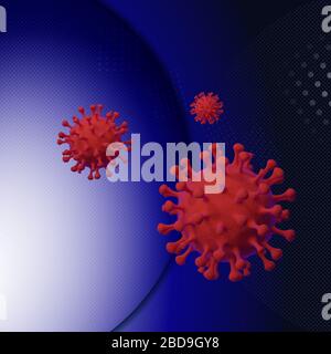 Modèle d'affiche médicale pour cellules de coronavirus avec espace de copie. Virus Covid-19 fond moderne. Illustration tridimensionnelle Banque D'Images