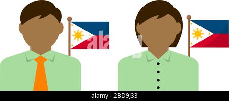 Personne d'affaires sans visage avec drapeaux nationaux / Philippines. Illustration vectorielle plate. Illustration de Vecteur