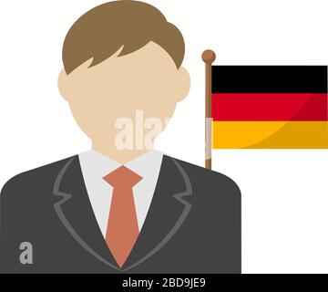 Homme d'affaires sans visage avec drapeaux nationaux / Allemagne . Illustration vectorielle plate. Illustration de Vecteur