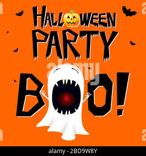 Affiche/bannière de fête d'Halloween avec un ton fantôme criant Banque D'Images