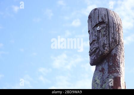 Otatara Pa réserve historique, statue maorie, Nouvelle-Zélande, Napier Banque D'Images