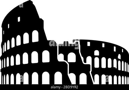 Colisée - Italie, Rome / bâtiments de renommée mondiale illustration vectorielle monochrome. Illustration de Vecteur