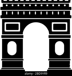 ARC de Triomphe - France , Paris / bâtiments de renommée mondiale illustration vectorielle monochrome. Illustration de Vecteur