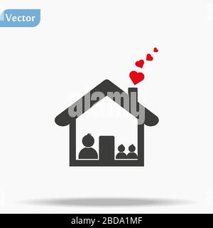 Icône rester à l'accueil. Rester à la maison pendant une impression pandémique. Illustration de la quarantaine domestique 10 Illustration de Vecteur