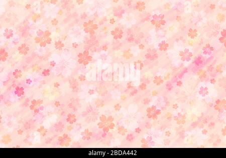 Motif à carreaux de peinture à l'eau avec fleurs de cerisier / modèle de carte de vœux du nouvel an / fond de printemps Banque D'Images