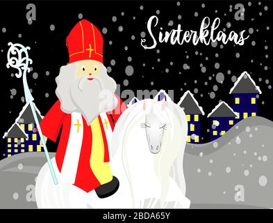 Carte de souhaits pour la Saint-Nicolas. La traduction de l'Anglais : La Saint-nicolas Illustration de Vecteur