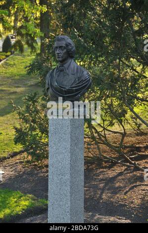 Buste de Fryderyk Chopin. Miedzyzdroje, Pomeranian Ouest Voivodeship, Pologne. Banque D'Images