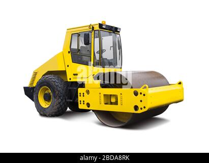 Galet jaune isolé sur blanc Banque D'Images