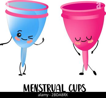 Coupe menstruelle. Couleur rose. Isolé sur un fond blanc. Conservation de l'environnement. Illustration de Vecteur