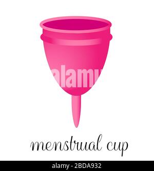 Coupe menstruelle. Couleur rose. Isolé sur un fond blanc. Conservation de l'environnement. Illustration de Vecteur