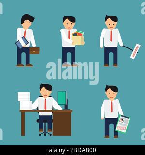 Homme d'affaires plat déprimé Illustration de Vecteur