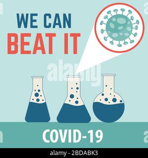 'Nous pouvons le battre '-coronavirus message optimiste. Affiche de Covid-19. Vecteur. Illustration de Vecteur