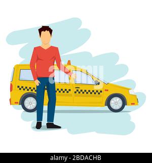 Taxi homme isolé sur blanc Illustration de Vecteur