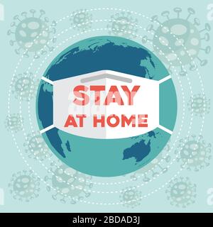 'Stay at home'-coronavirus conseil, Covid-19 affiche. Vecteur Illustration de Vecteur