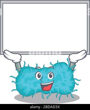 Le motif mascotte de bactéries prokaryote soulève une planche. Illustration vectorielle Illustration de Vecteur